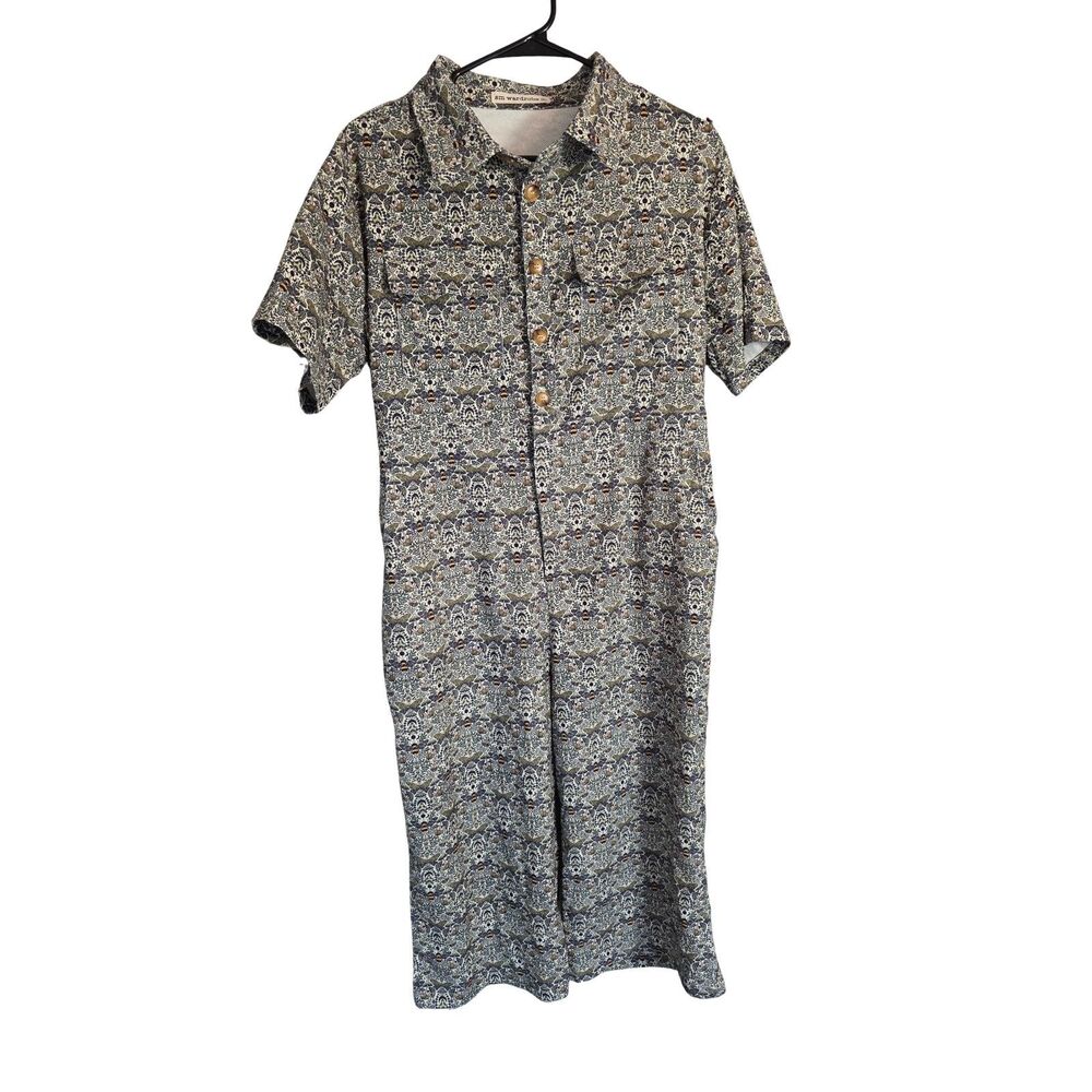 SM Wardrobe Vintage Mushroom Print Jumpsuit Novelty Coverall Cottagecore XL